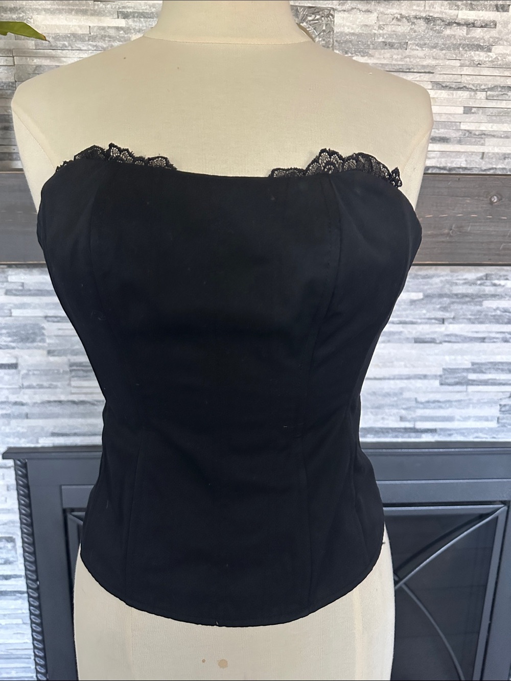 Express Black Lace-Trim Strapless Bustier top size 0